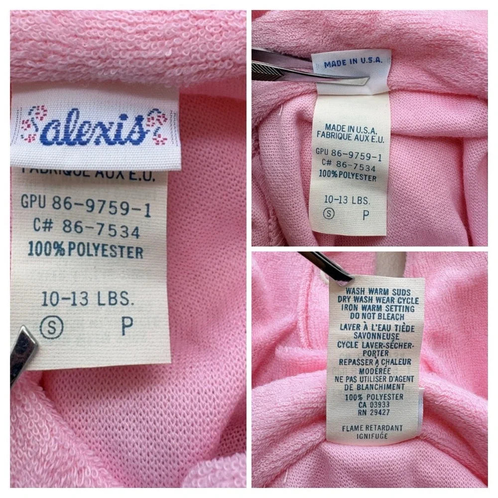 NWT Vintage Alexis Tiny‎ Tulip Collection Baby Sleeper 10-13 lbs Pink USA